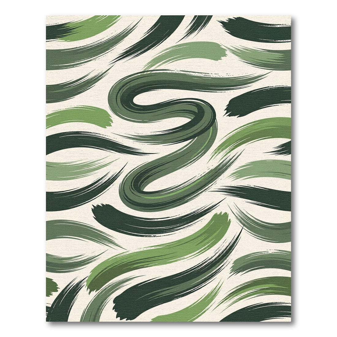 Curving Green Brushstroke Abstract Rug