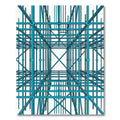 Aqua Blue Industrial Framework Composition Rug