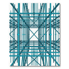 Aqua Blue Industrial Framework Composition Rug