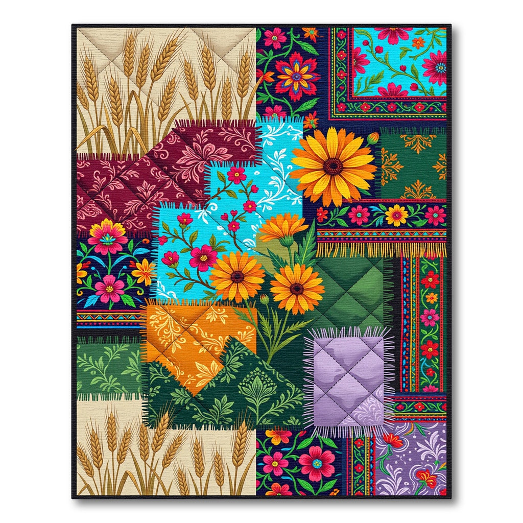 Folkloric Floral Patchwork Sunlight Rug