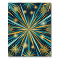 Radiant Teal Gold Sunburst Rug