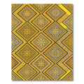 Golden Floral Tile Geometric Damask Rug