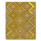 Golden Floral Tile Geometric Damask Rug