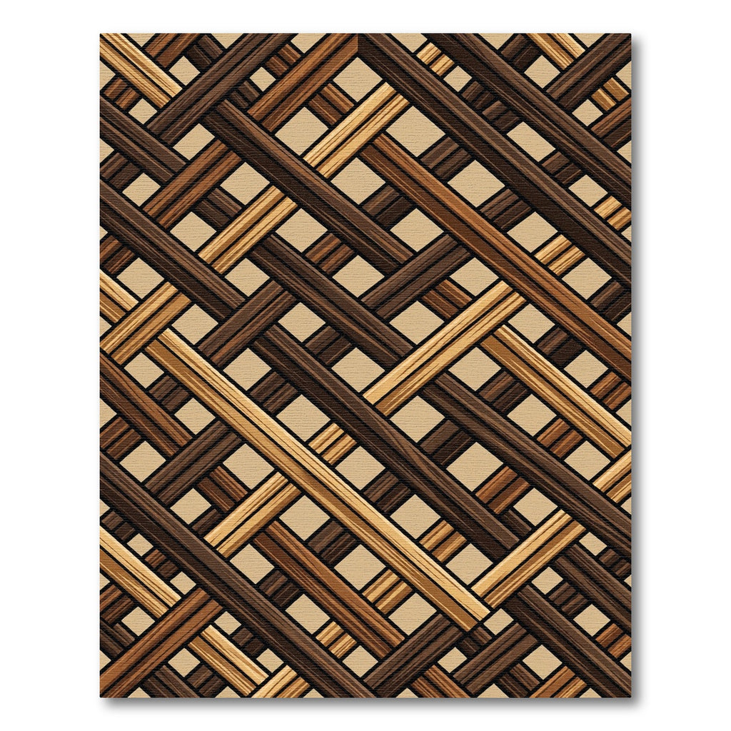 Woven Wood Earthy Tone Geometric Rug