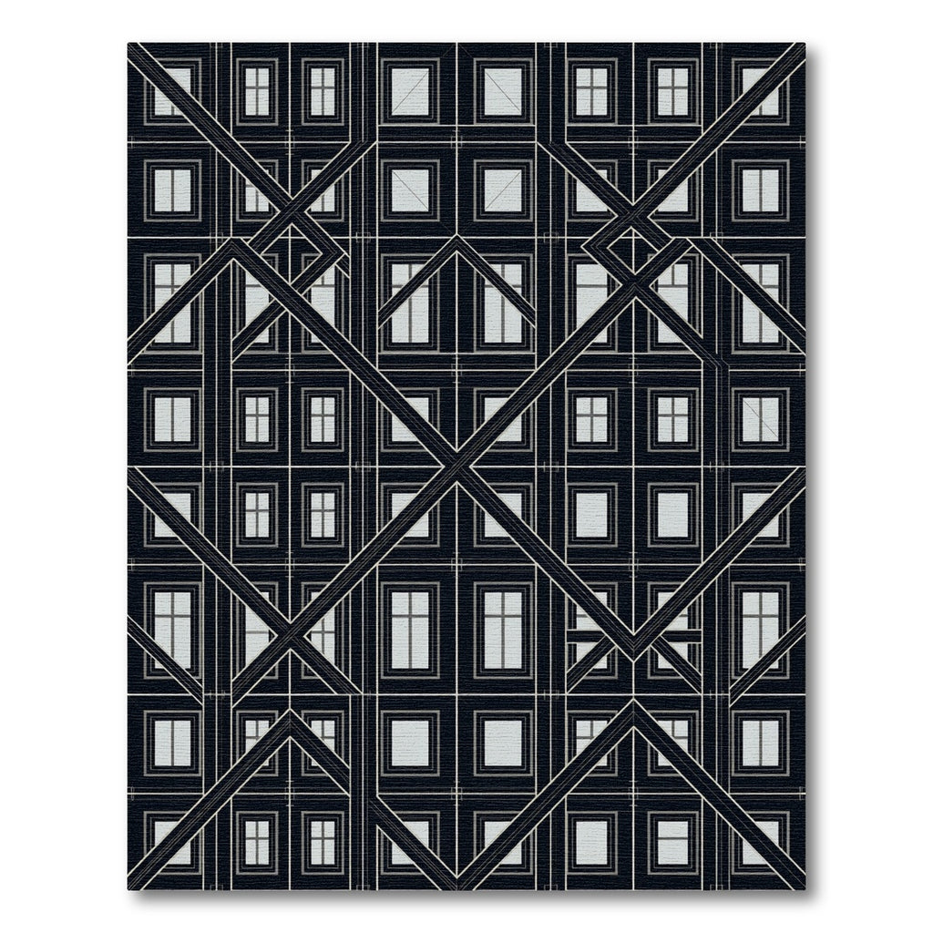 Black White Geometric Window Frame Rug