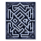 Geometric Navy Labyrinth Isometric Ornament Rug