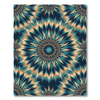 Deep Blue Golden Sunburst Tie Dye Rug