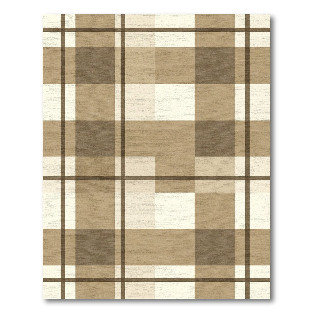 Warm Beige Plaid Landscape Rug