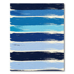 Coastal Blue Brushstroke Horizontal Stripe Rug