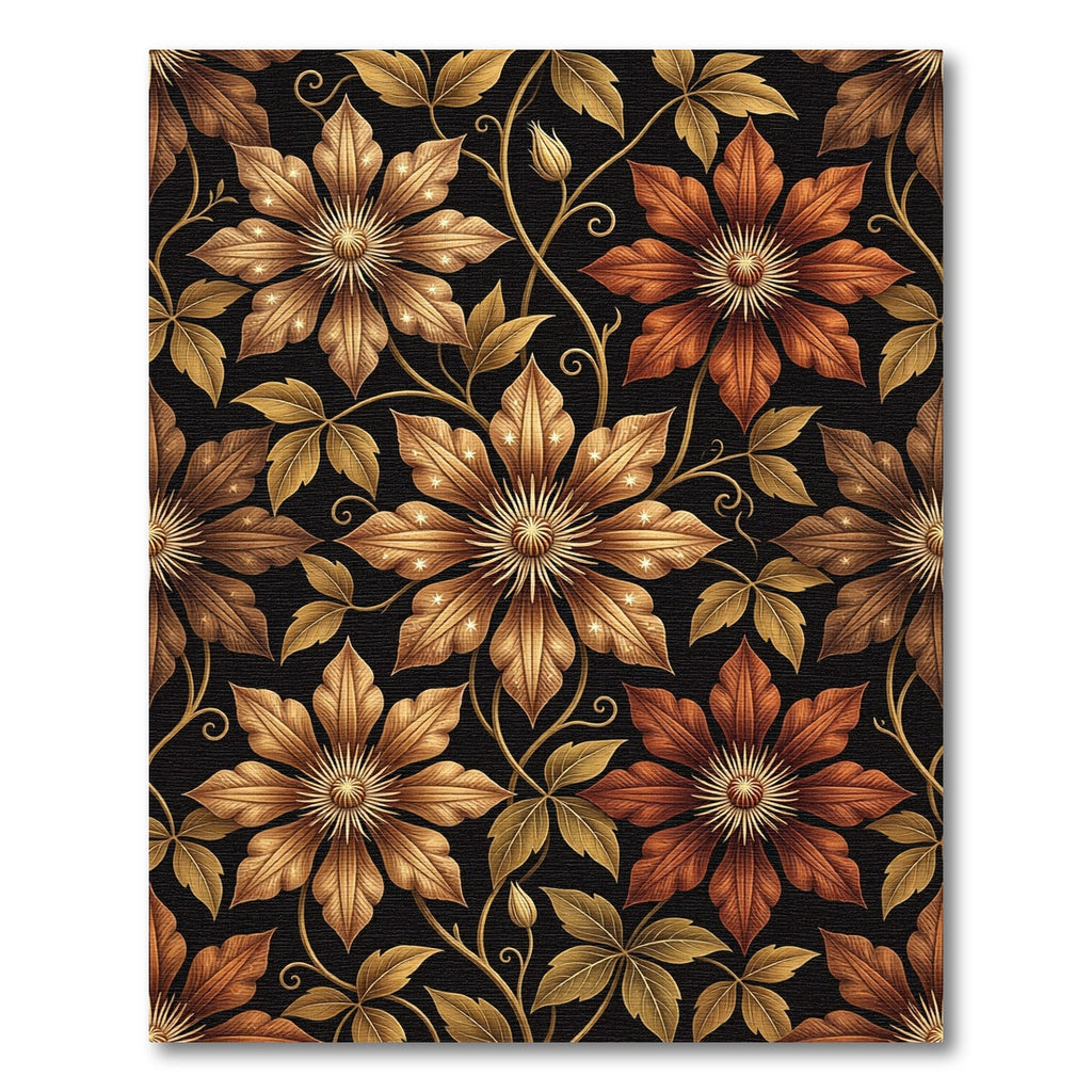 Victorian Amber Floral Vine Rug