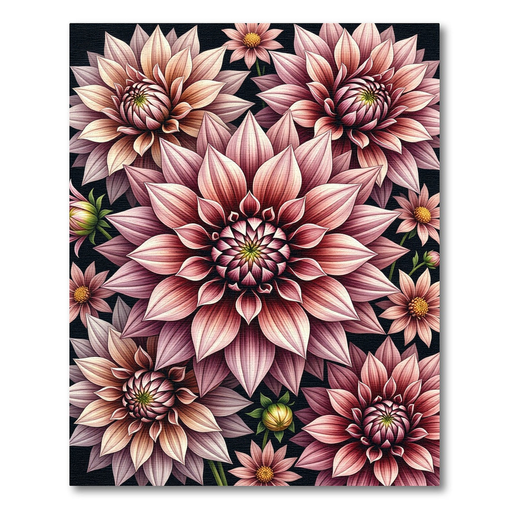 Elegant Mauve Dahlia Blossom Composition Rug