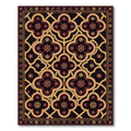 Crimson Gold Quatrefoil Floral Border Rug