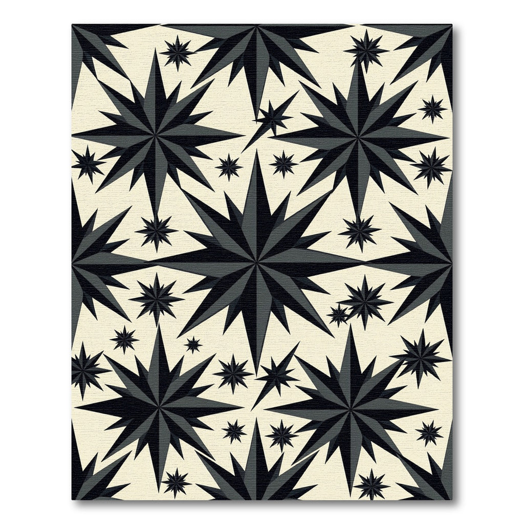 Dark Starburst Pattern On Cream Rug
