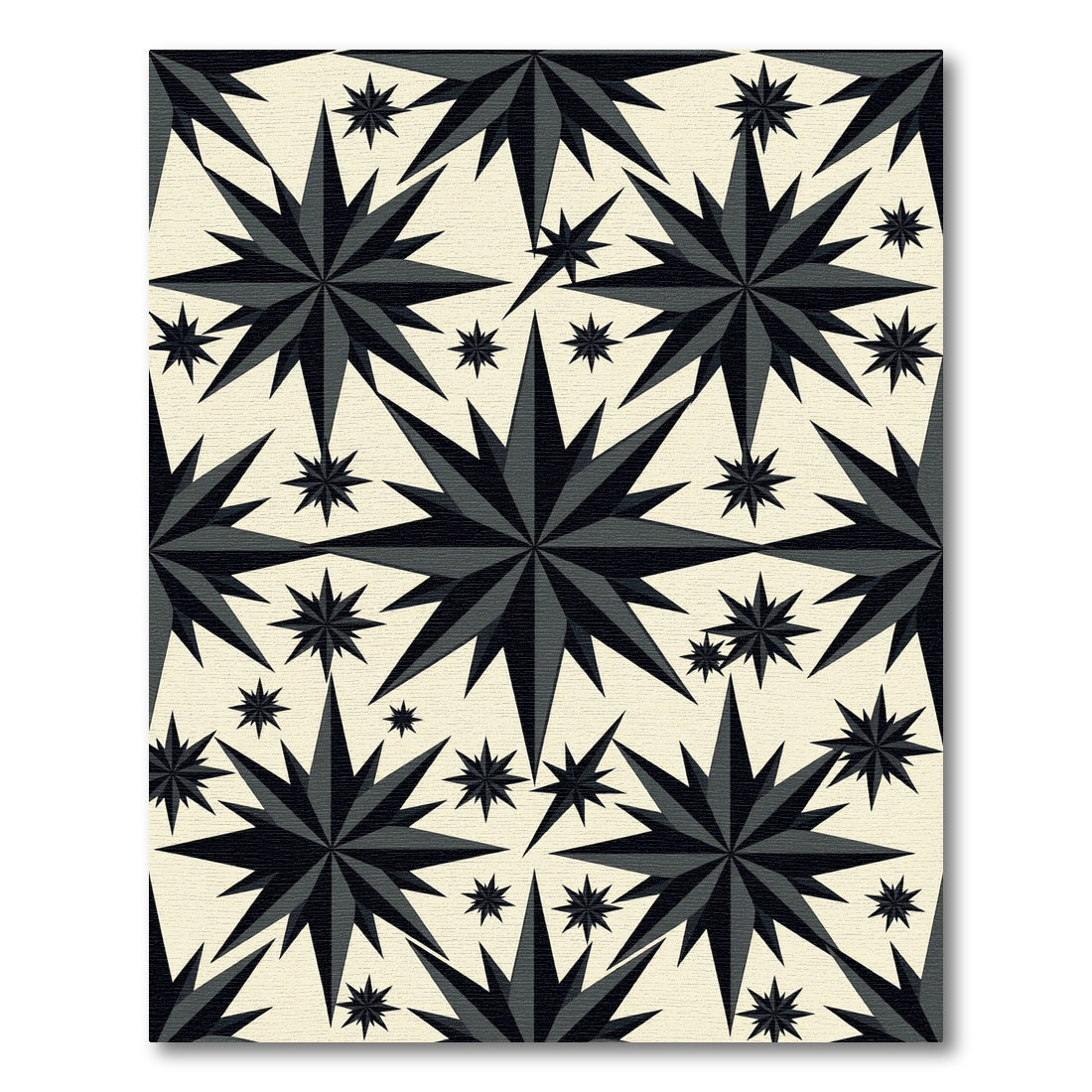Dark Starburst Pattern On Cream Rug