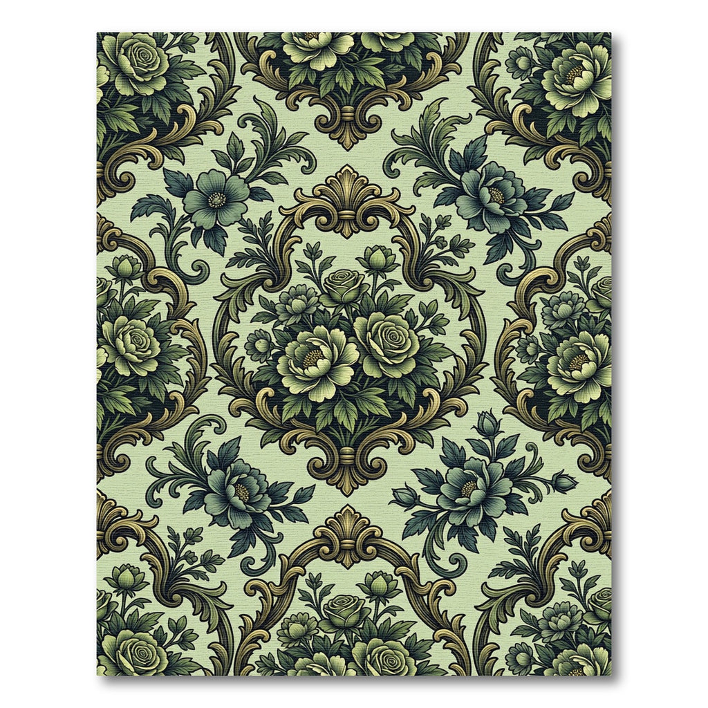 Ornate Green Floral Medallion Symmetry Rug