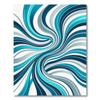 Dynamic Teal Blue Wavy Abstract Flow Rug