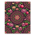 Vivid Pomegranates and Chrysanthemums Mandala Rug