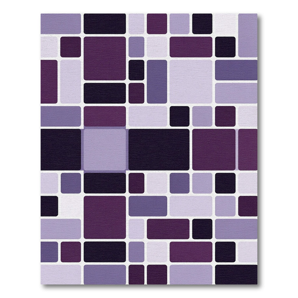 Abstract Purple Geometric Block Mosaic Rug