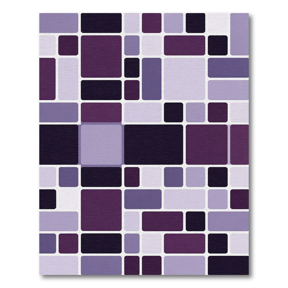 Abstract Purple Geometric Block Mosaic Rug