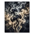Ethereal Black and Gold Smoke Swirl Rug