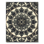 Charcoal Acanthus Leaf Circular Medallion Rug