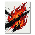 Fiery Red Abstract Ink Stroke Rug
