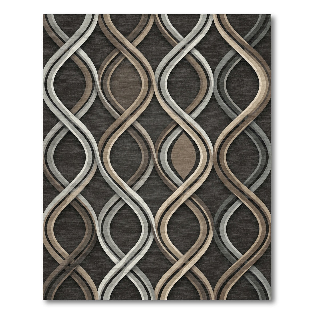 Modern Interwoven Neutral Wavy Ribbon Rug