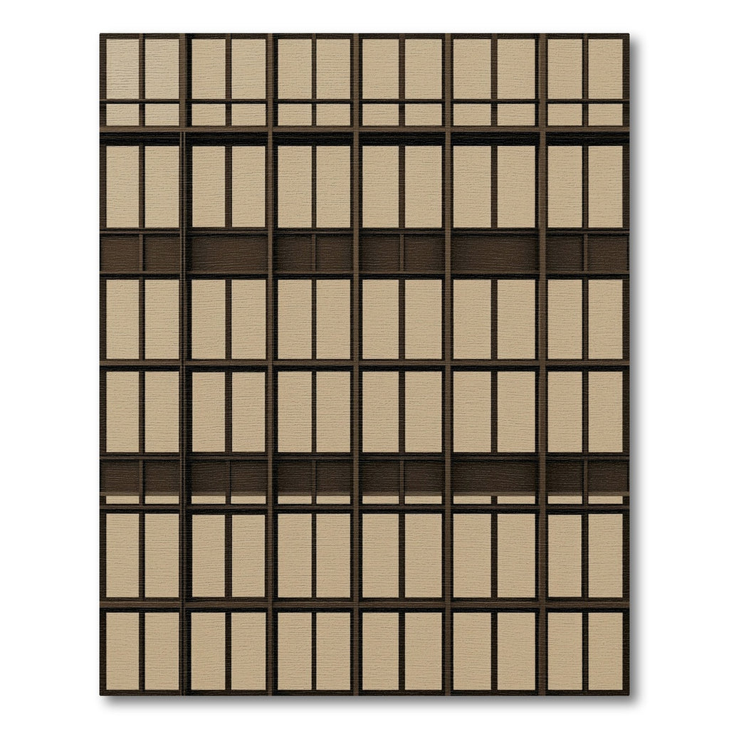 Modern Industrial Brown Grid Window Overlay Rug