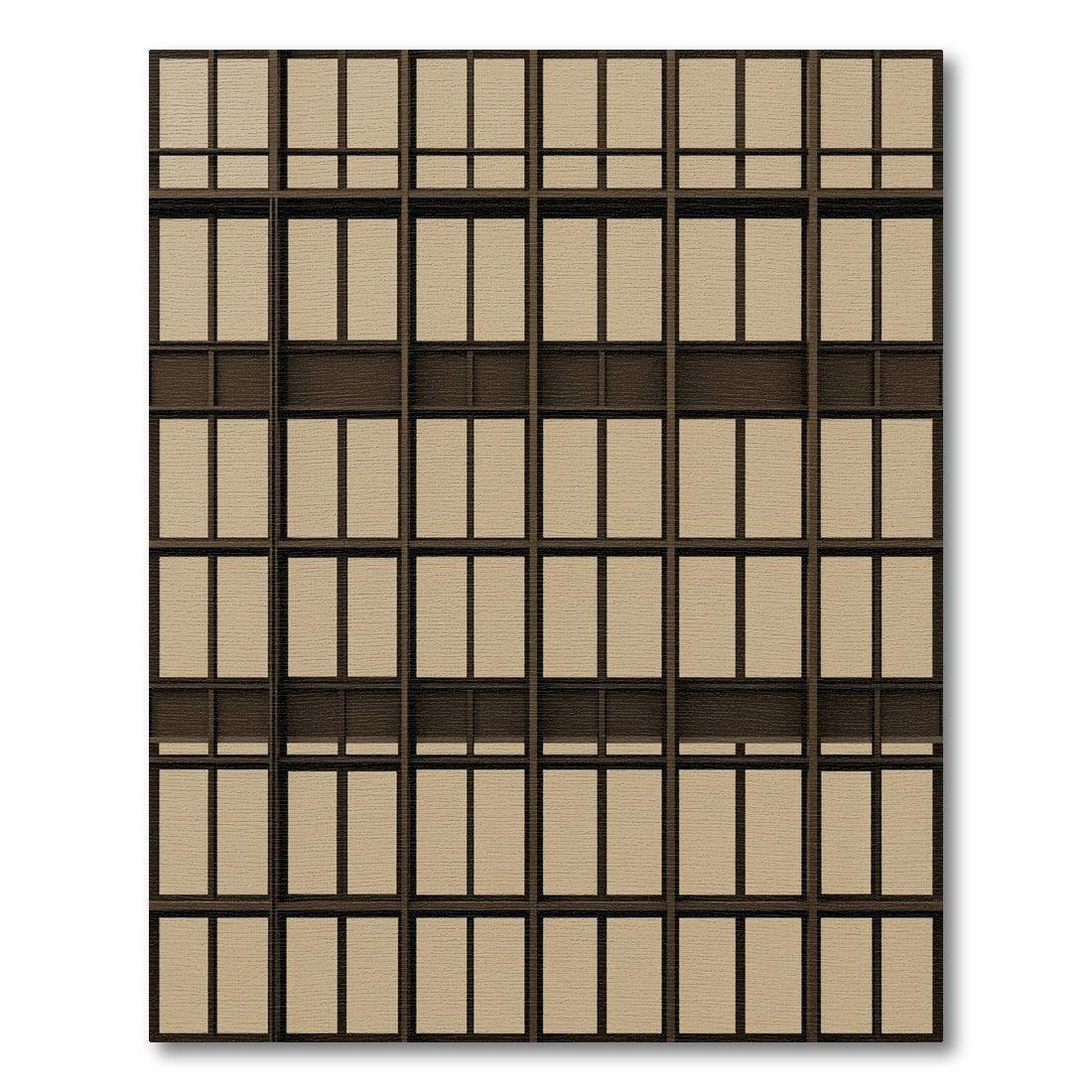 Modern Industrial Brown Grid Window Overlay Rug
