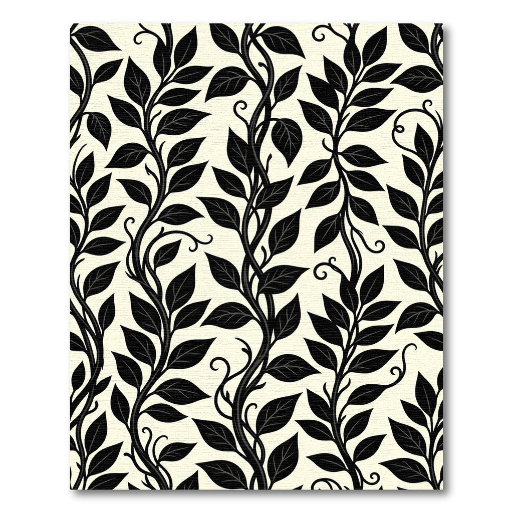 Black Vine Leaf Art Nouveau Rug
