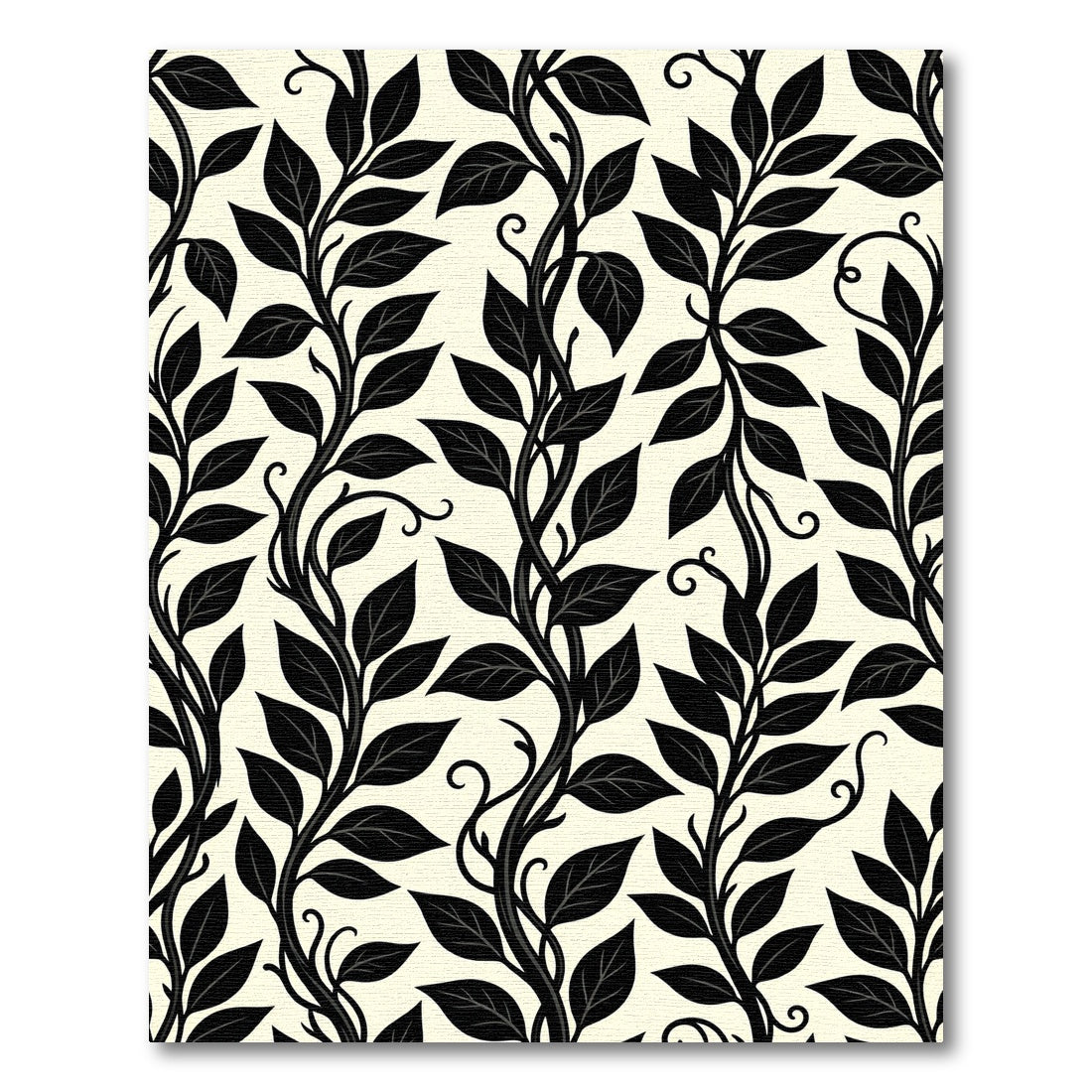 Black Vine Leaf Art Nouveau Rug