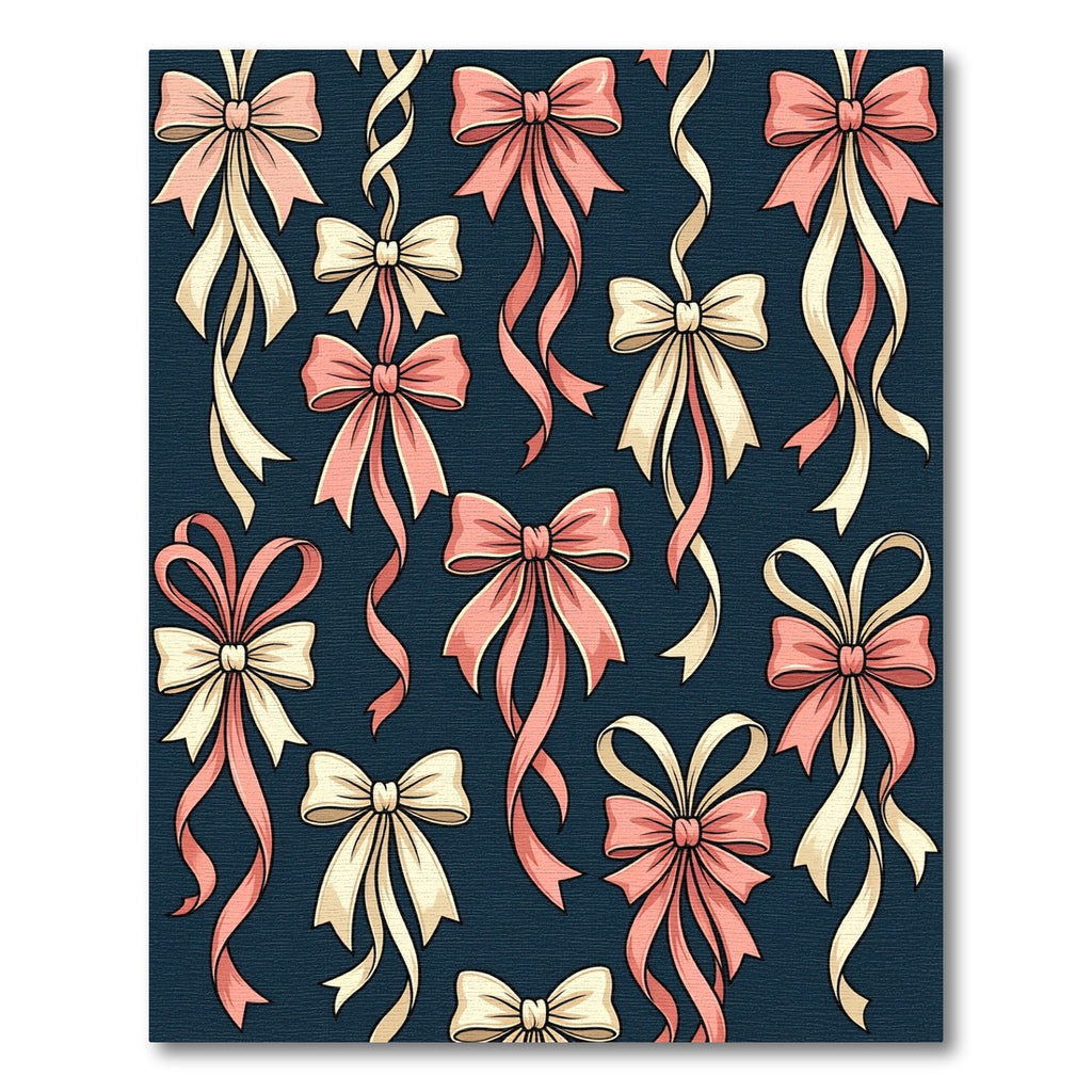 Elegant Pastel Ribbon Bows Navy Wallpaper Rug
