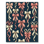 Elegant Pastel Ribbon Bows Navy Wallpaper Rug