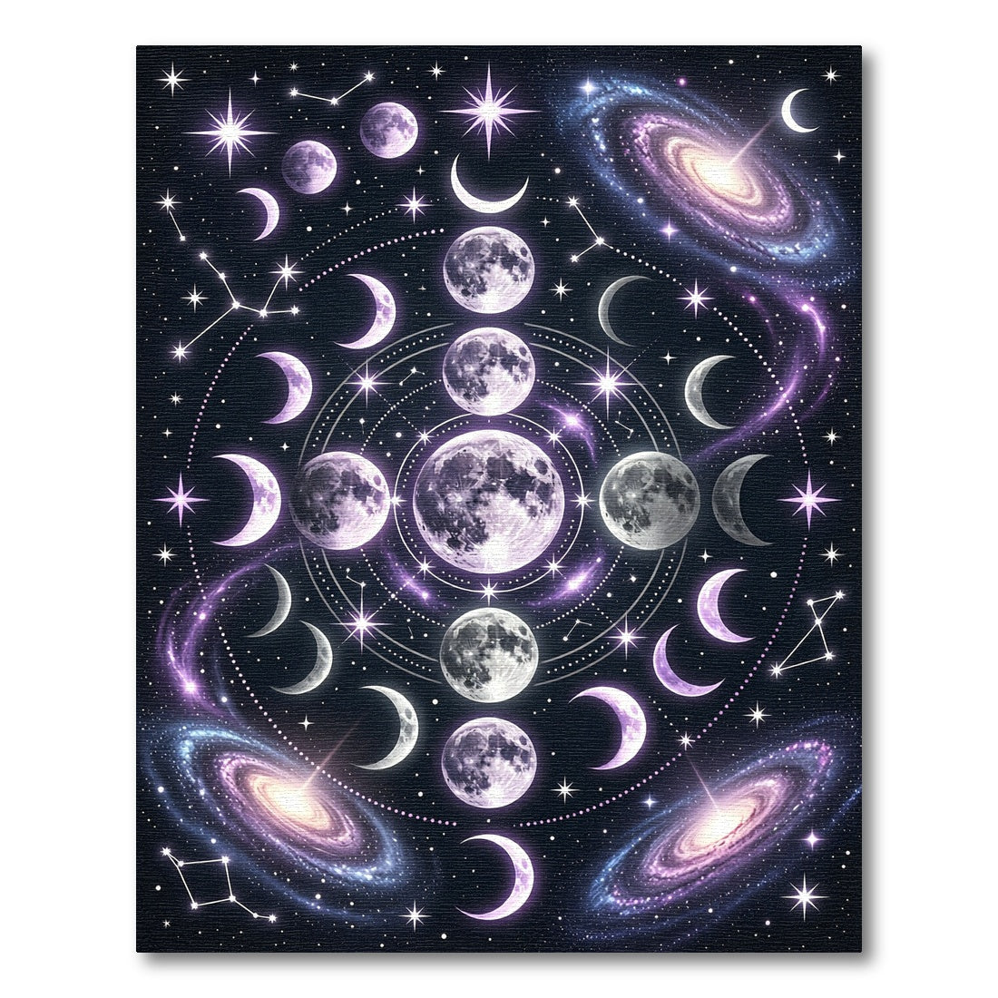 Cosmic Phases Galaxy And Moon Arrangement Rug