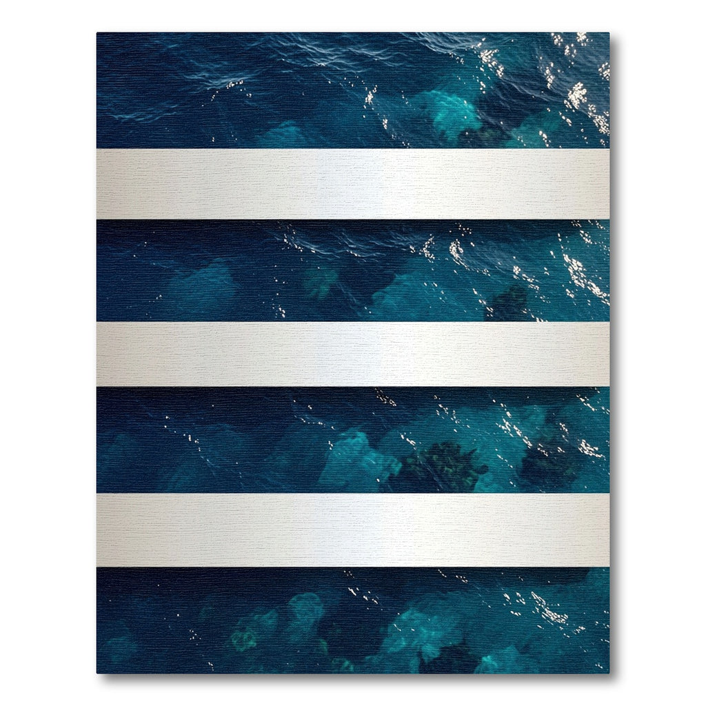 Deep Blue Oceanic Horizontal Stripe Rug