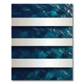 Deep Blue Oceanic Horizontal Stripe Rug