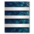 Deep Blue Oceanic Horizontal Stripe Rug
