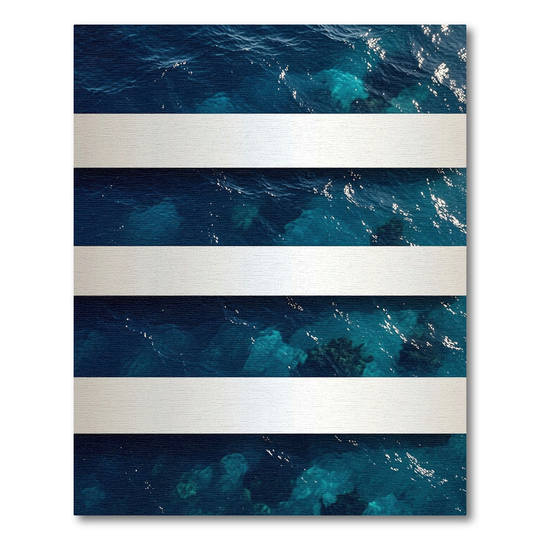 Deep Blue Oceanic Horizontal Stripe Rug