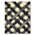 Distressed Charcoal and Cream Grid Rug
