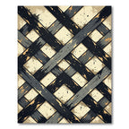 Distressed Charcoal and Cream Grid Rug