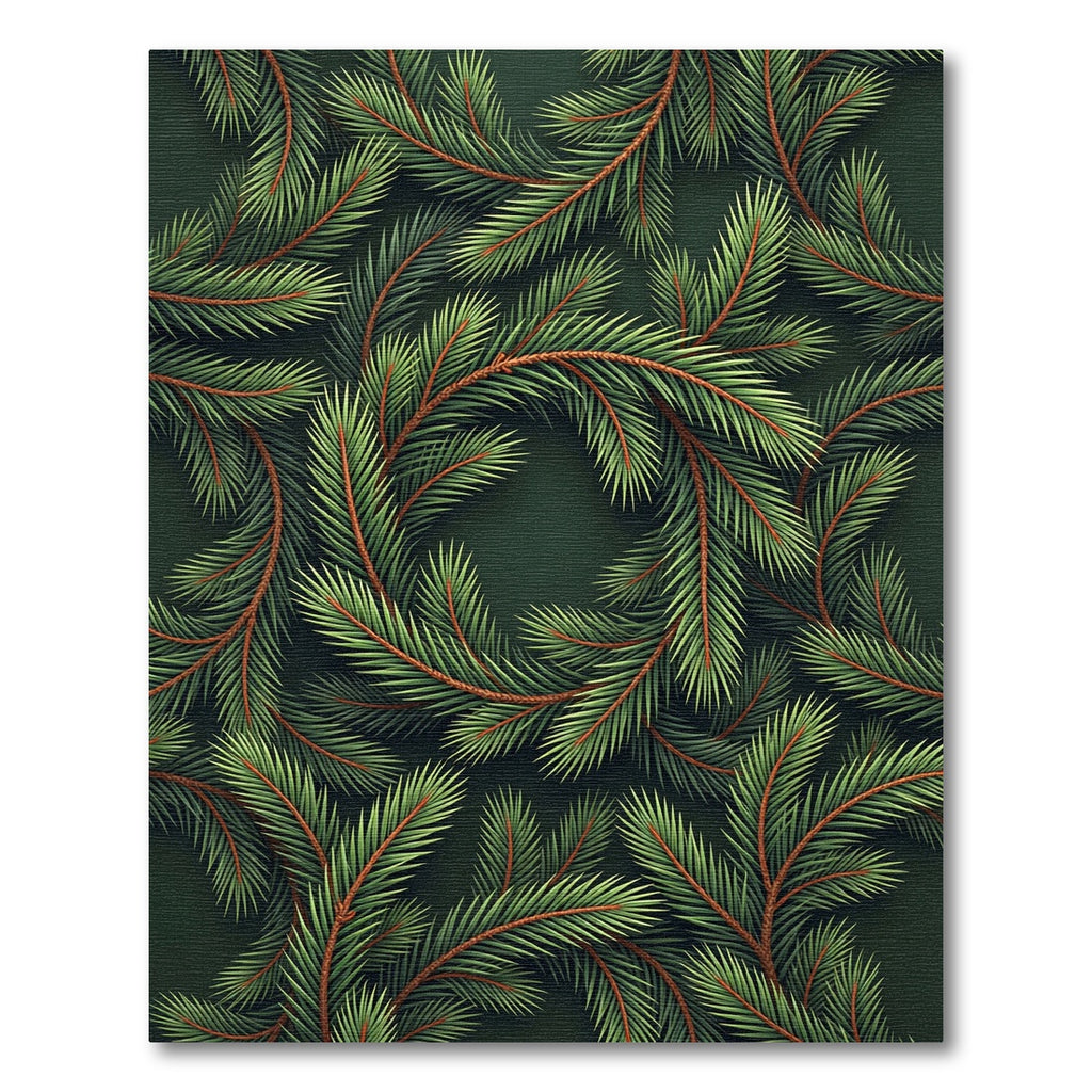 Lush Forest Green Pine Needle Wreath Rug