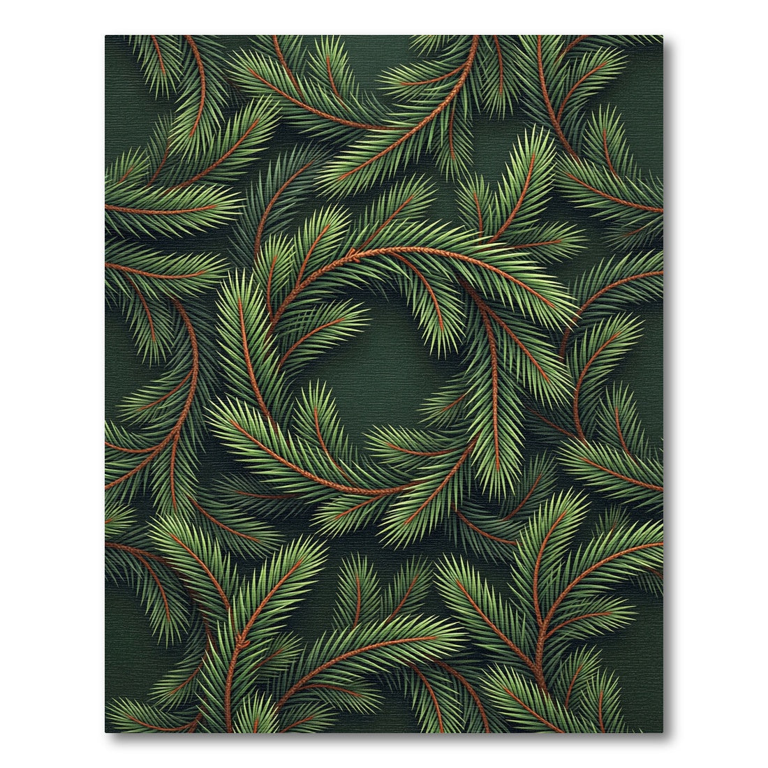 Lush Forest Green Pine Needle Wreath Rug
