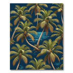 Lush Tropical Palm Navy Nightscape Rug