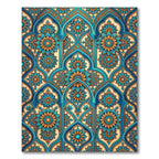 Teal and Gold Intricate Floral Arch Rug