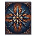 Deep Blue Orange Starburst Emblem Rug