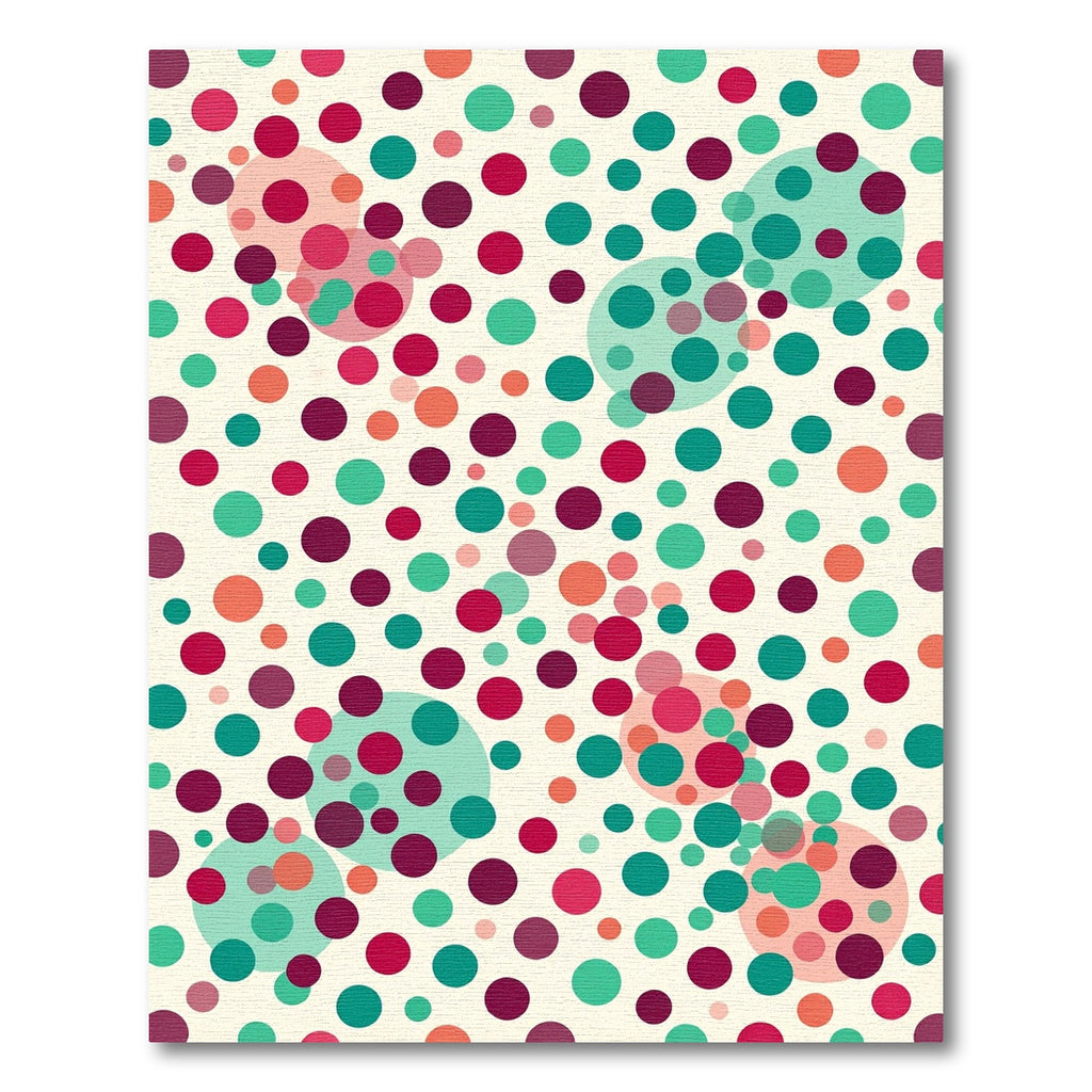 Retro Teal Berry Polka Dot Collage Rug