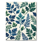 Lush Blue and Green Botanical Foliage Rug