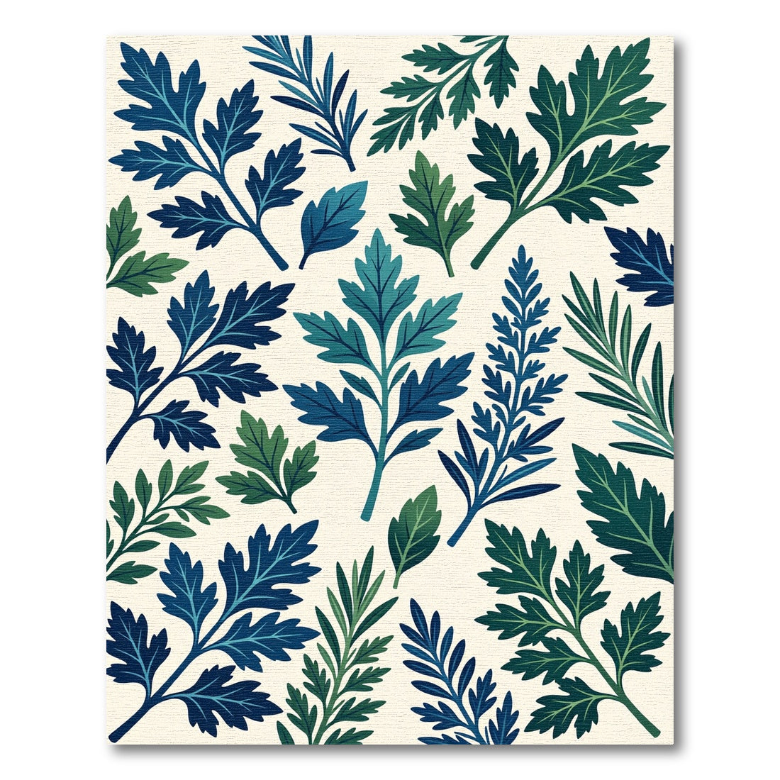 Lush Blue and Green Botanical Foliage Rug