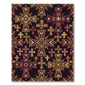 Ornate Golden Crosses Dark Tapestry Rug