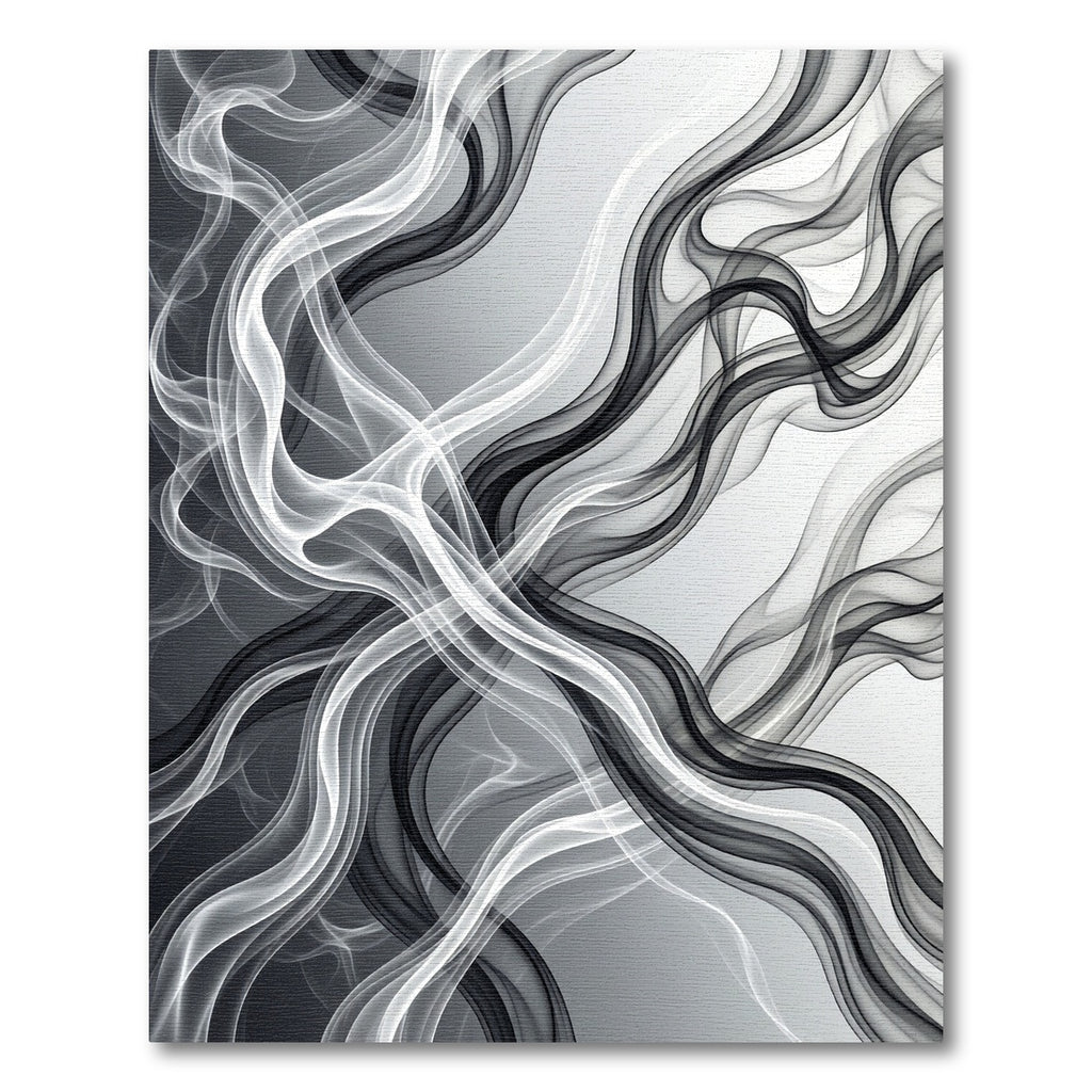 Monochrome Flowing Abstract Smoke Swirl Rug